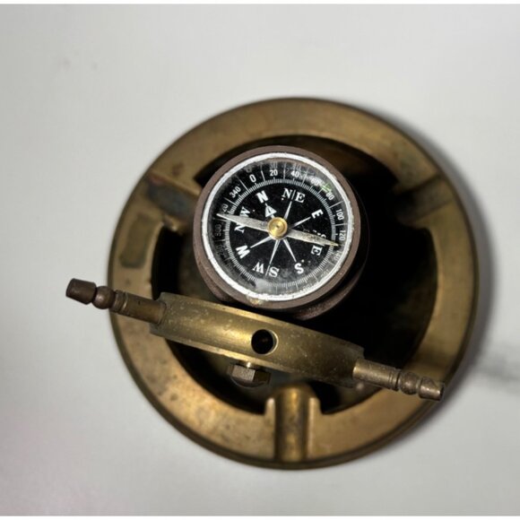 3 Vintage Nautical Brass Maritime Desk Office Ashtrays Compass Telegraph AS IS - Picture 3 of 10